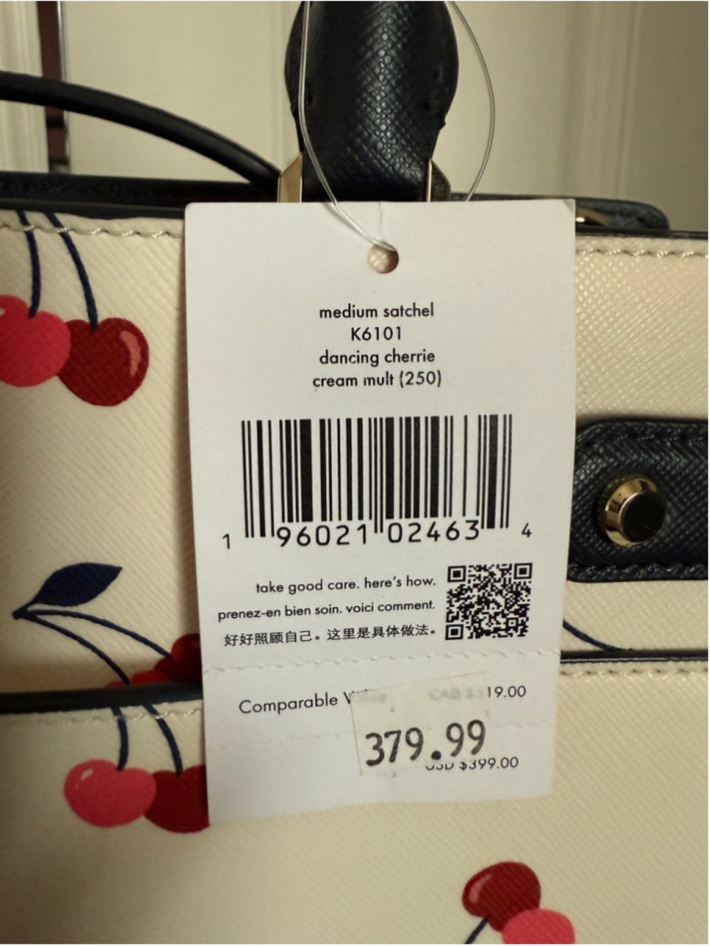 Kate Spade Staci Medium Satchel Bag Dancing Cherrie Cream Multi K6101 NWT - Picture 4 of 7